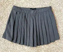 Pleated Mini Skort Grey Mini Skirt with Shorts Size Medium