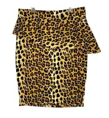 Ashley Stewart Plus Size Skirt Leopard Animal Print‎ 16 Zip Snap Layered Peplum