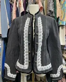 Live a Little Black Jean Jacket Size Large.