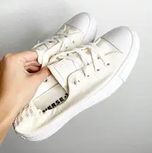 Converse Ivory Cream Slip On Sneakers Crochet Back Size 8