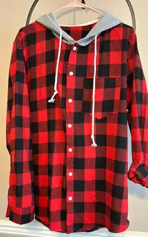 Red And Black Plaid Hooded Flannel