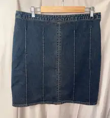 NWOT Mossimo Straight Dark Denim Zipup Blue Skirt W/Small Snag Size 15