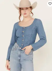 Levi's Daryn Corset Blue Button Down Denim Top