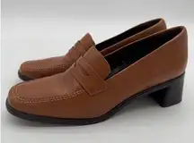 Rockport Comfort Tan Brazil Leather Y2K Preppy Academia Office Loafers 8