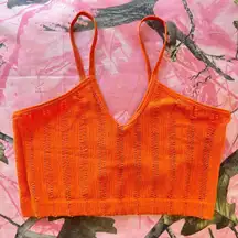 out from under orange cut out mesh bralette crop top