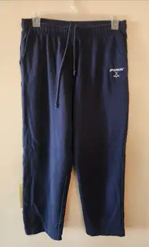 Victoria's Secret PINK Women Activewear Pants L Blue Sweatpants Hockey Sticks