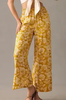 By Anthropologie Viscose Pull On Elastic Waist Plus Size Boho floral wide leg