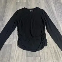 Lulus Black Scrunched Side Long Sleeve Crop Top; Medium Women’s