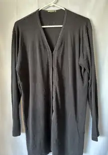 Democracy Dark Gray Button Up Cardigan Long Sleeve Lightweight Sweater LG‎