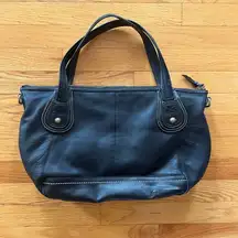 black genuine leather shoulder bag