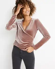 MADEWELL Velvet Ballet Wrap Top Dusty Rose Sz‎ XS