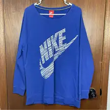 Nike Sportswear Woman’s Oversized Blue Casual Pullover Sweatshirt Size Large