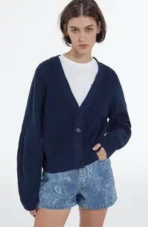 The Kooples Dark Navy Blue Court Bleu Marine Long Sleeve Cardigan‎ Sz 2 (M) NEW