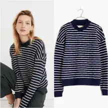Sweater Quilted Studio Mockneck Sweatshirt in Stripe Blue XS NWT New