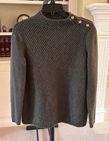 Talbots Green Speckled Sweater with button accents on the collar