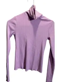 Show Me Your Mumu XS Purple Ribbed Mock Neck Long Sleeve Top