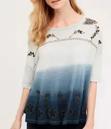 Anthropologie Akemi + Kin Beaded Ombré Tulsi Tee in‎ Blue, Small