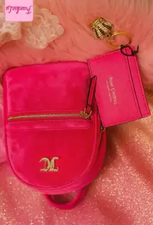 Juicy Couture Pink Velvet Mini Backpack Gift Set Card Case Keychain Charm NWT