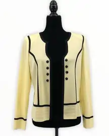 Ming Wang Yellow Contrast Button Knit Blazer