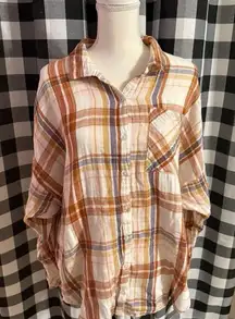 True Craft Orange and Cream Plaid Shirt
