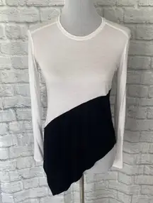 women XXS colorblock Longsleeve scoopneck asymmetrical top