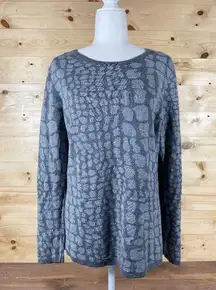 Christopher & Banks Women's Grey Long Sleeved Sweater with Animal Print Pattern