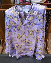 Woman Within Lavender and Gold Floral Pajama Set