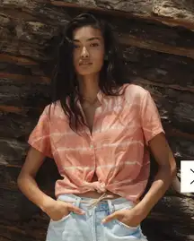 Bella Dahl Tie Dye Lamine Button Down Short Sleeve top NWT 