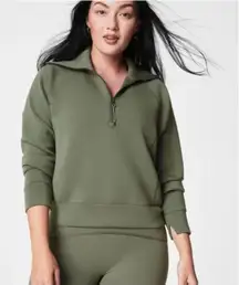 Spanx AirEssentials Half Zip Sweatshirt Size 1X Green Athleisure
