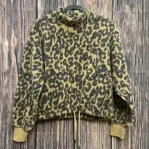 Leopard Fleece Cowl Neck Sweatshirt