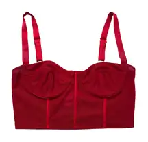 Oh Polly! red sheer mesh bustier bra top size 4