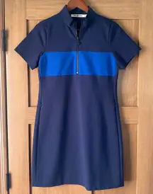 Tory Burch Tory Sport Blue/Navy Mock Neck Zipper Mini Dress Women’s size Small