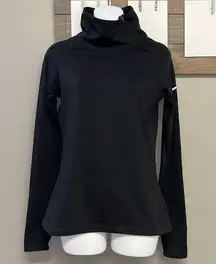 Nike  Women’s Dri-fit Long Sleeve Mock Neck Black Pullover Shirt w/ Zipper- Med