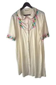 JCPenney Floral Boho Vintage‎ Button Front Nightgown Button Front Knee Length L