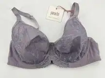 NWT Panache Radiance Moulded Bra Sz 32DD Soft Thistle Gray Lace