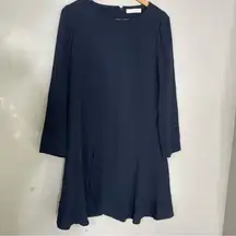 Chloe Womens Navy‎ Blue Long Sleeve A-Line Ruffle Hem Dress Size 44