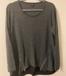 Torrid Grey Thermal Long Sleeved Lined Pullover Silver Zippers Size 00 Large‎