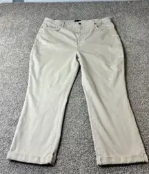 NWT NYDJ Crop Cuff Jeans Lift Tuck Technology Beige Stretch Denim Womens Size 18