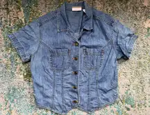 Vintage Liz Claiborne Liz Wear denim button down fitted top, size medium