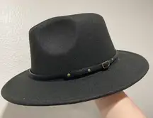 Western cowboy felt black hat for adult unisex plain with belt