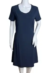 Theory Dress Women Large Blue Liliana Ranmire Knit Dress Open Back T-Shirt Basic