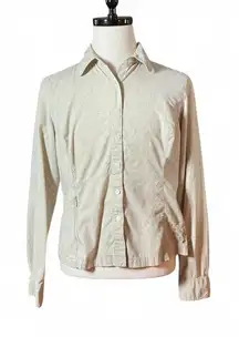 Merrell Womens Long Sleeve Button Up Shirt Beige Floral Print bio-blend Size XL