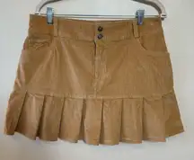 Hollister‎ Women's High Rise Skirt Corduroy Mini Pleated Brown Tan Size Large