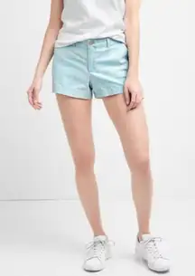 GAP Summer Shorts Laser Blue Leaf Print Twill Stretchy Casual Everyday Classic 0