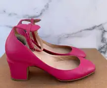 Valentino Tango fuchsia leather ankle strap block heel pumps size IT 35