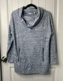 Soft Surroundings cowl neck blue heathered cotton‎ blend sweater size small