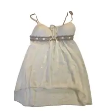 Y2K Linea Donatella Babydoll Lingerie Lace Trim Ribbon Bow‎ Detail Ivory L