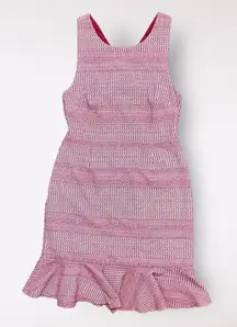 Banana Republic Jacquard Midi Dress Womens 6 Red Tweed‎ Christmas