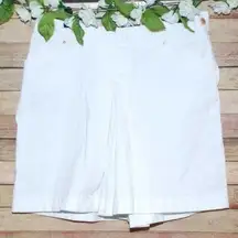 A Line Anne Klein Sport Ladies White Pleated Shorts Size 16 Hip Zip Up Stretch