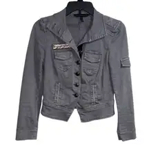 White House black market jacket Stylish Gray military 00 petite button down